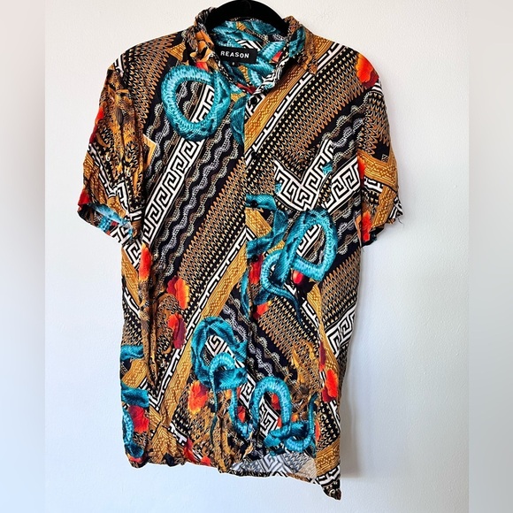 Men’s Reason Serpent Button Down Shirt Small - Picture 4 of 7